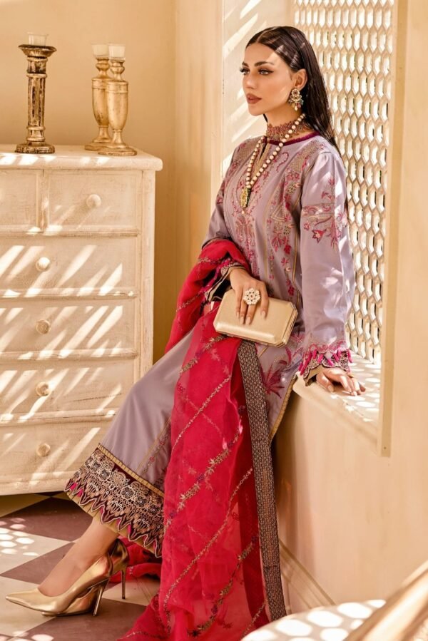 MNM Stitched Luxury Lawn - Shale (MLFD-090) - Image 2