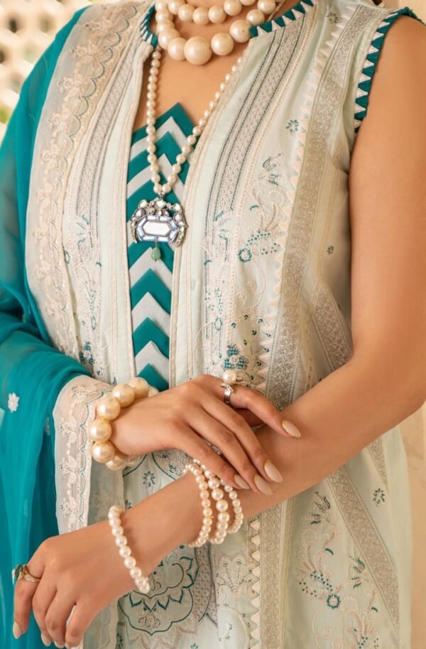 MNM Stitched Luxury Lawn - Steamy (MLFD-088) - Image 3