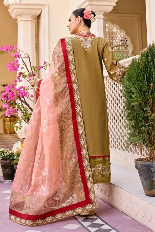 MNM Stitched Luxury Lawn - Olive Garden (MLFD-087) - Image 4