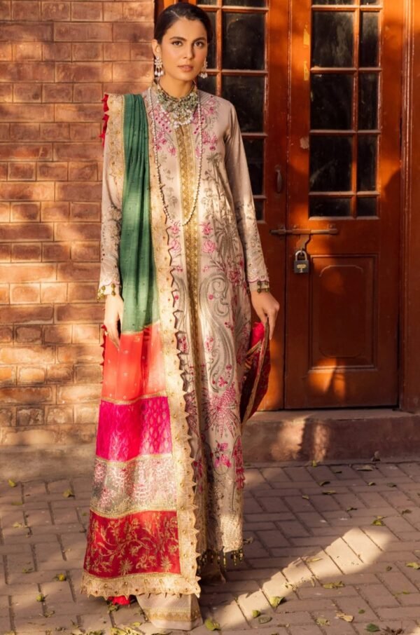 MNM Stitched Formal Dress - Slate Green (MLFG-011)