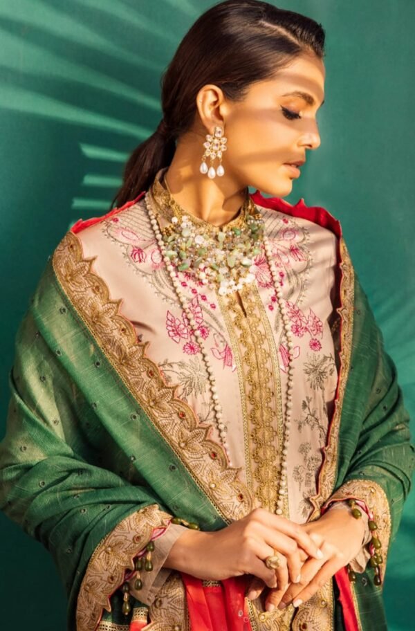 MNM Stitched Formal Dress - Slate Green (MLFG-011) - Image 2