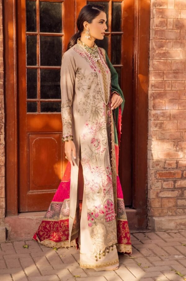 MNM Stitched Formal Dress - Slate Green (MLFG-011) - Image 3
