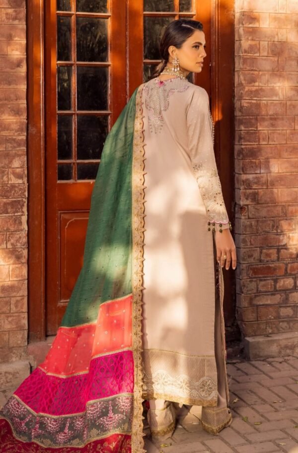 MNM Stitched Formal Dress - Slate Green (MLFG-011) - Image 4