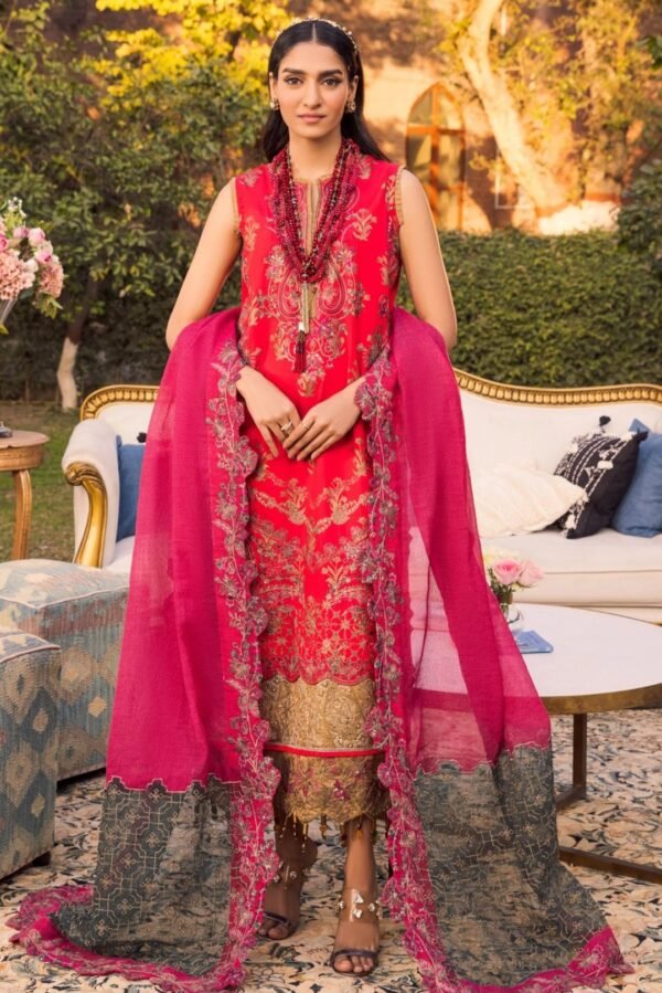 MNM Stitched Formal Dress - Scarlet Stag (MLFD-082)