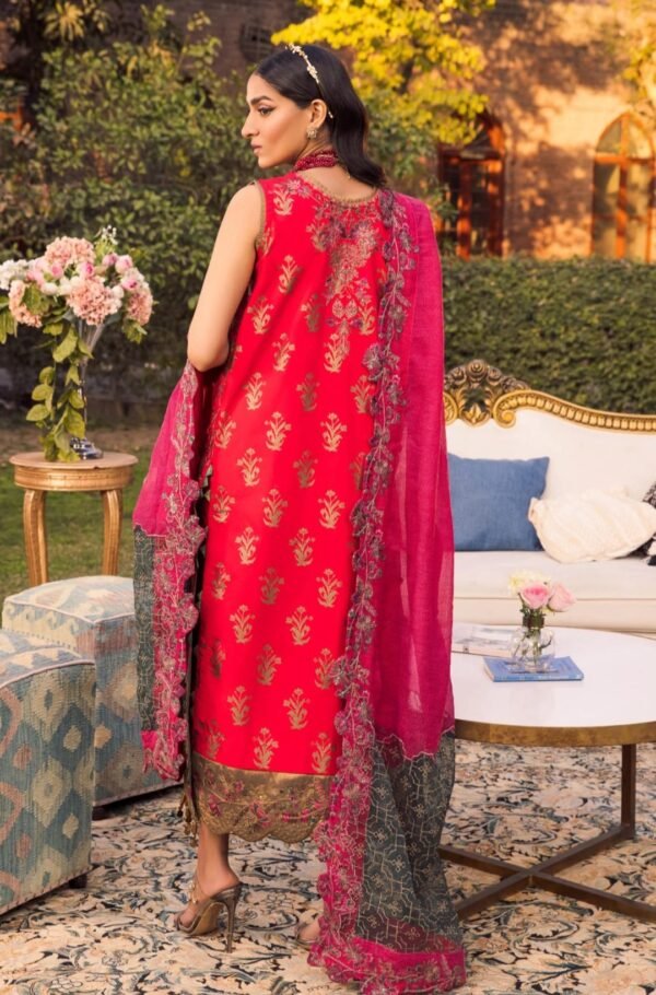 MNM Stitched Formal Dress - Scarlet Stag (MLFD-082) - Image 3