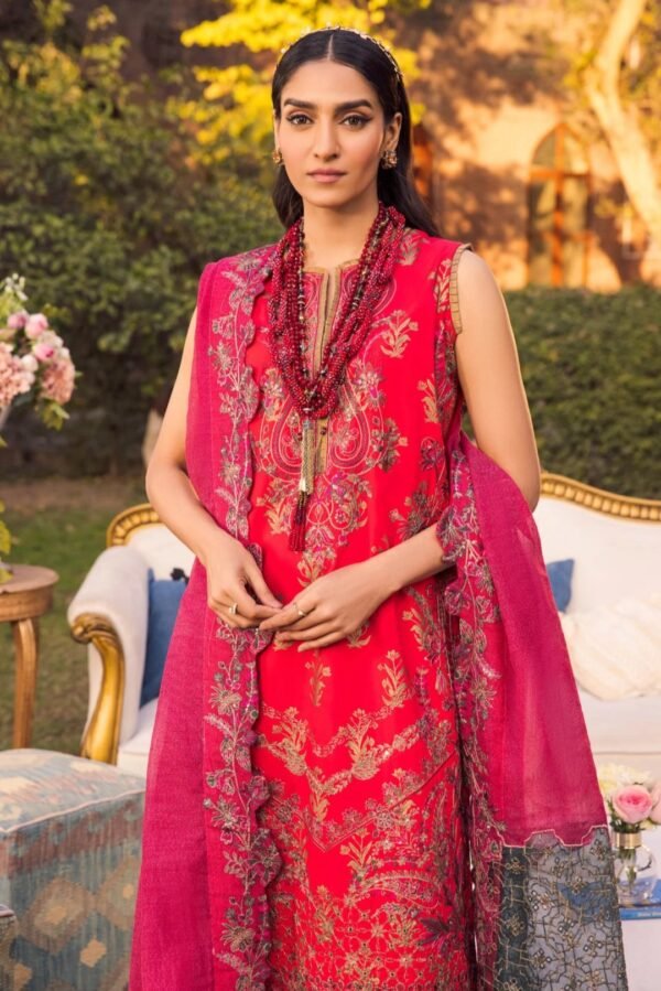 MNM Stitched Formal Dress - Scarlet Stag (MLFD-082) - Image 2