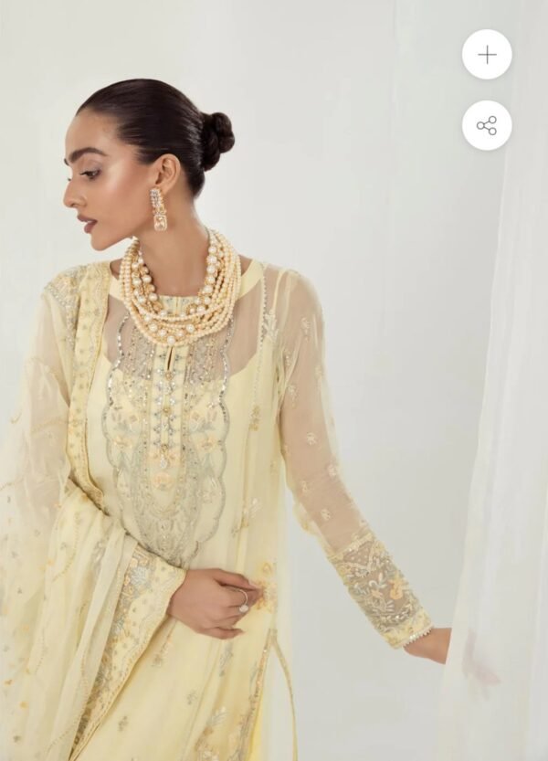 AIKATELIER 3PC STITCHED YELLOW CHIFFON - Image 3