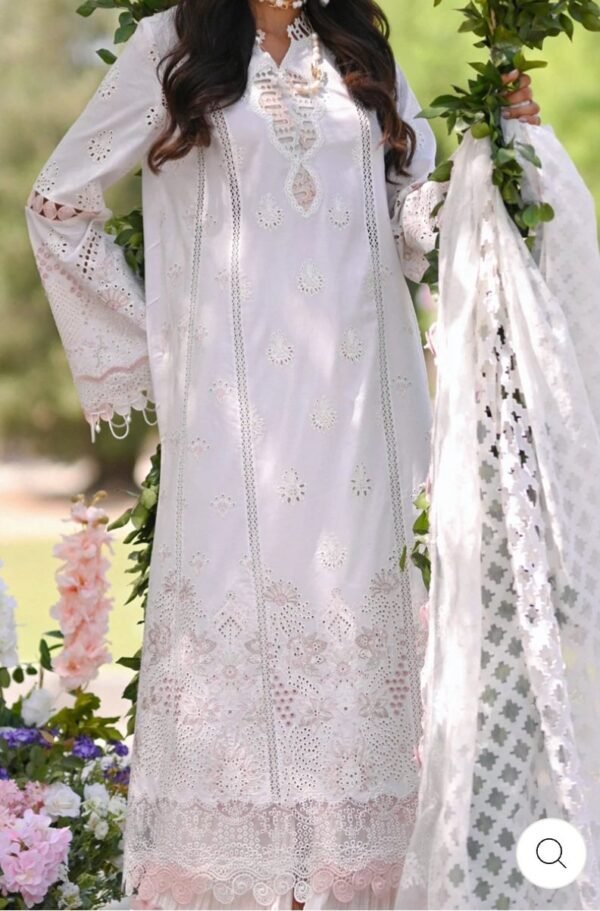 QALAMKAR 3PC STITCHED CHIKAN KARI CF-02 KEFI - Image 2