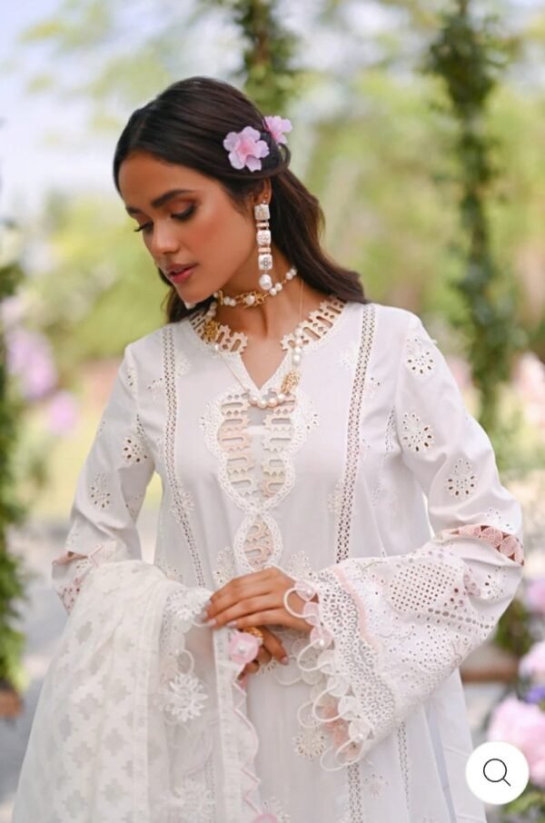 QALAMKAR 3PC STITCHED CHIKAN KARI CF-02 KEFI - Image 3