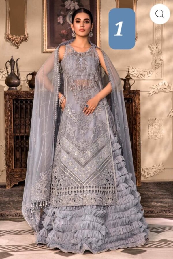 Maria B.Stitched MBROIDERED - Ice Blue BD-2603 - Image 2