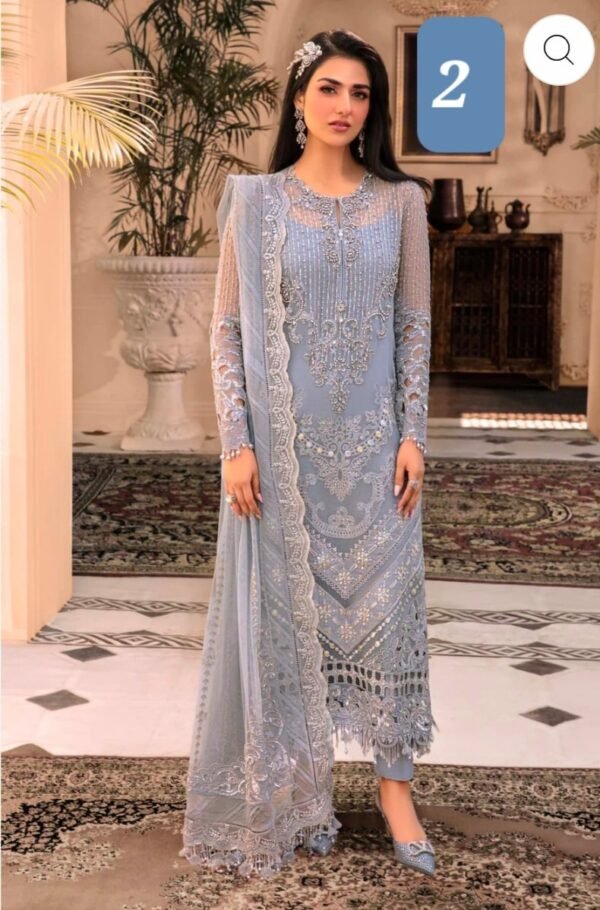 Maria B.Stitched MBROIDERED - Ice Blue BD-2603 - Image 7