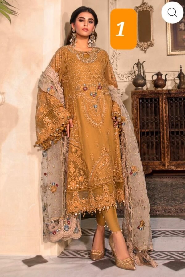 Maria B.Stitched MBROIDERED - Mustard BD-2606 - Image 2