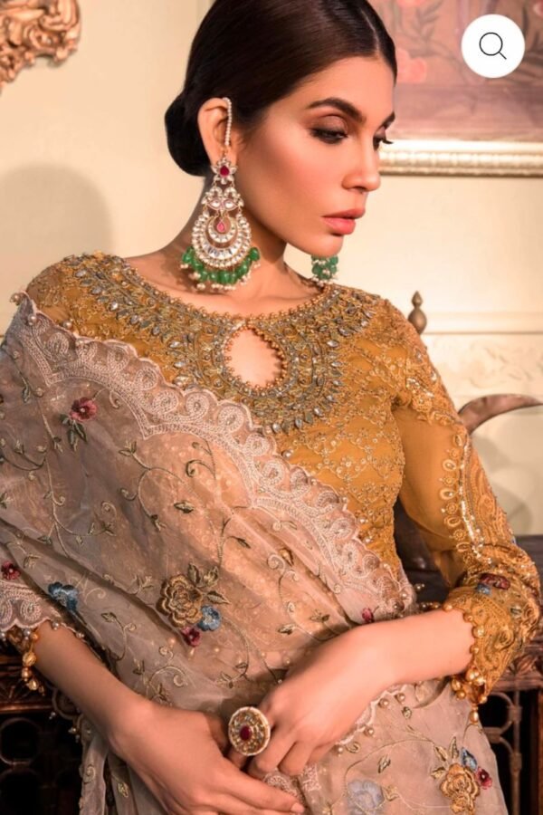Maria B.Stitched MBROIDERED - Mustard BD-2606 - Image 3