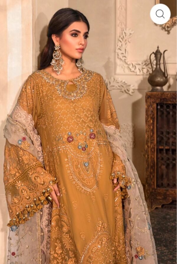 Maria B.Stitched MBROIDERED - Mustard BD-2606 - Image 4