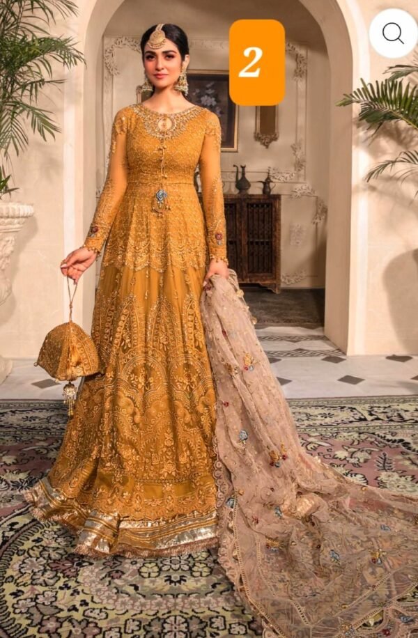 Maria B.Stitched MBROIDERED - Mustard BD-2606 - Image 5