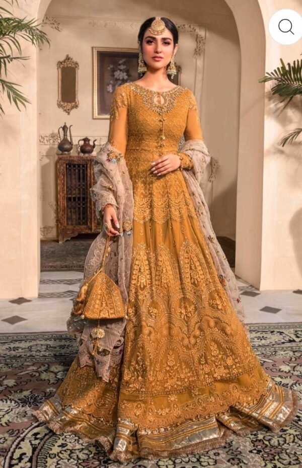 Maria B.Stitched MBROIDERED - Mustard BD-2606 - Image 6