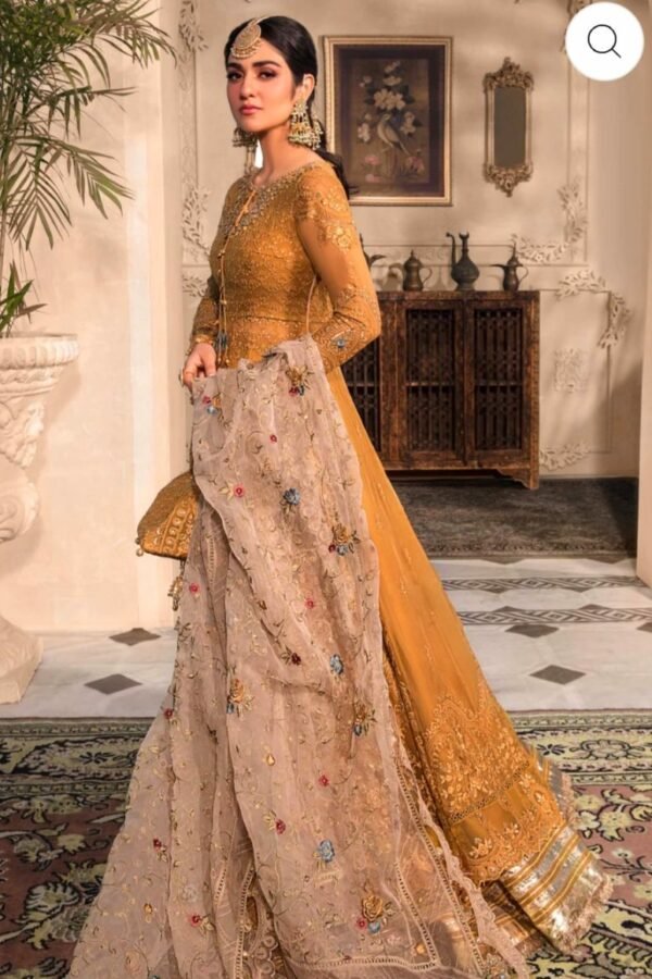 Maria B.Stitched MBROIDERED - Mustard BD-2606 - Image 7