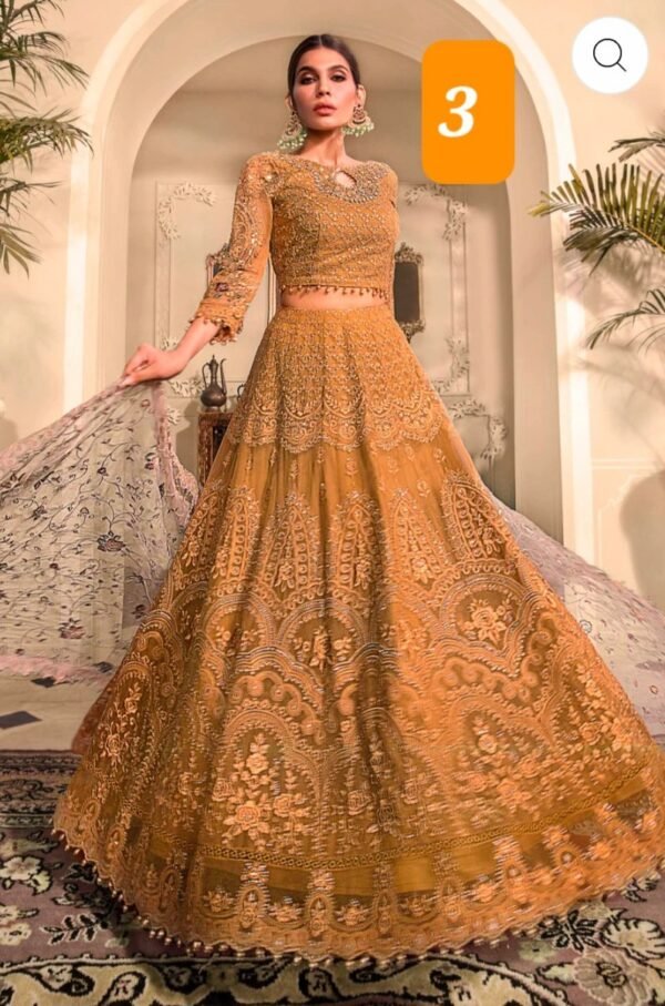 Maria B.Stitched MBROIDERED - Mustard BD-2606 - Image 8