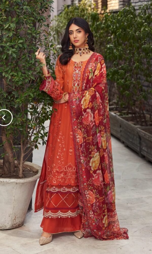 Noor By Saadia Asad Luxury Pret ELP-D3--3-Piece-Orange - Image 2
