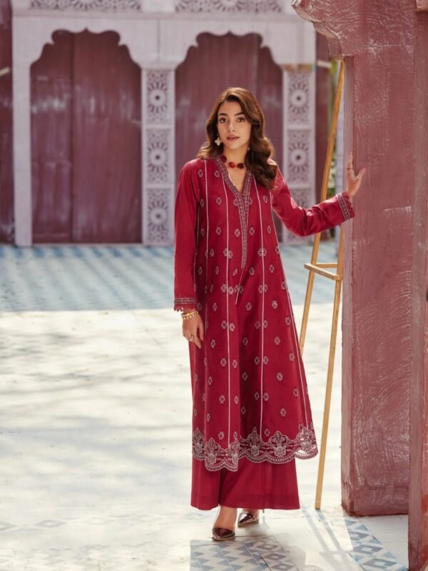 Noor By Saadia Asad Luxury Pret ELP-D2--2-Piece-Maroon - Image 3