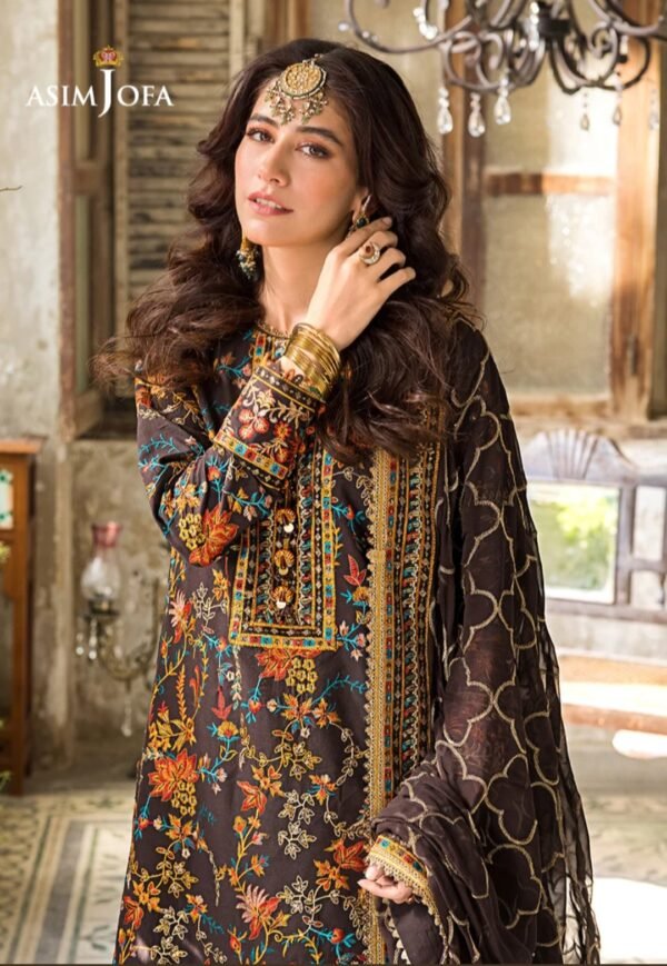 Asim Jofa Stitched Luxury Lawn AJLR-01 - Image 4