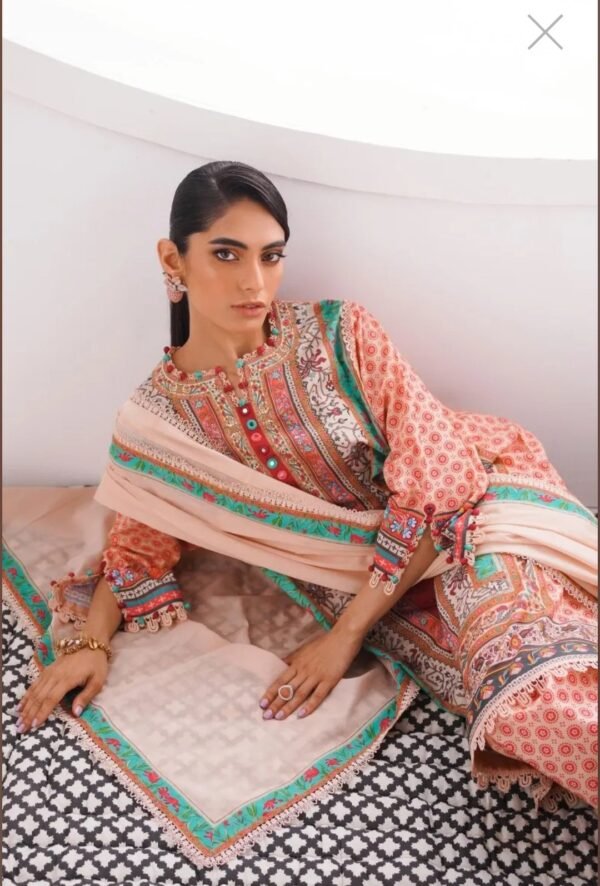 Sana Safinaz 3PC Stitched Mahay Collection H231-018A-AG - Image 3