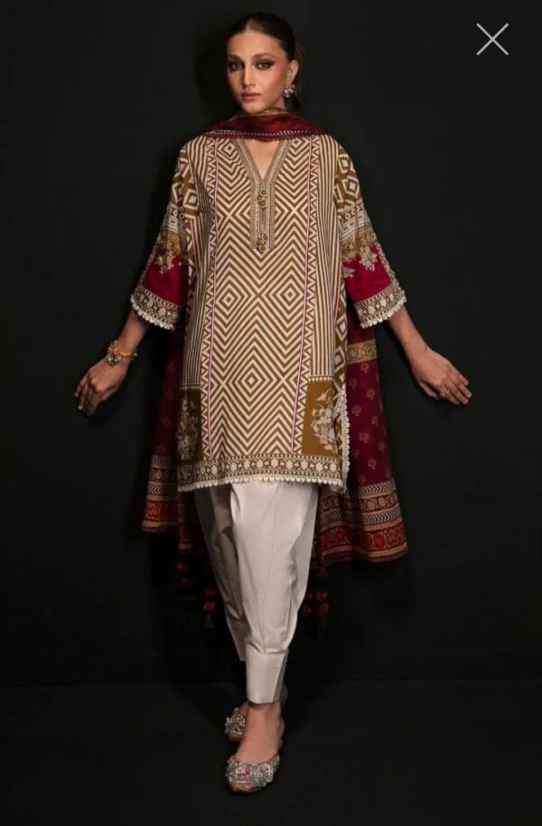 Sana Safinaz 3PC Stitched Mahay Collection H231-029A-BG - Image 3