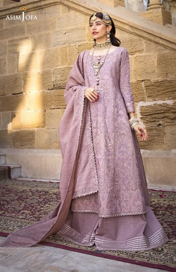 Asim Jofa 3PC Stitched Lucknow AJMQ-07 Chikan kari
