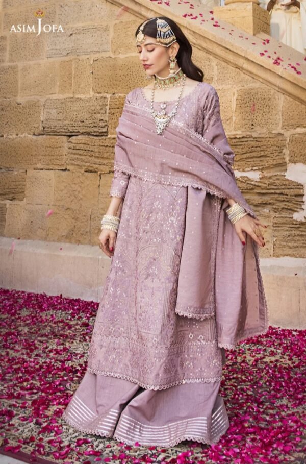 Asim Jofa 3PC Stitched Lucknow AJMQ-07 Chikan kari - Image 3