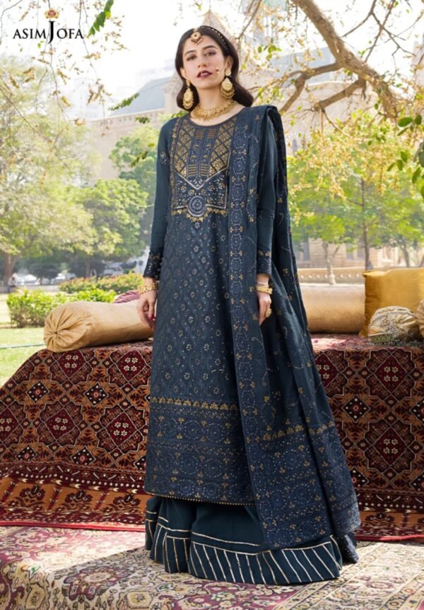 Asim Jofa 3PC Stitched Lucknowi Chikan kari AJMQ-10