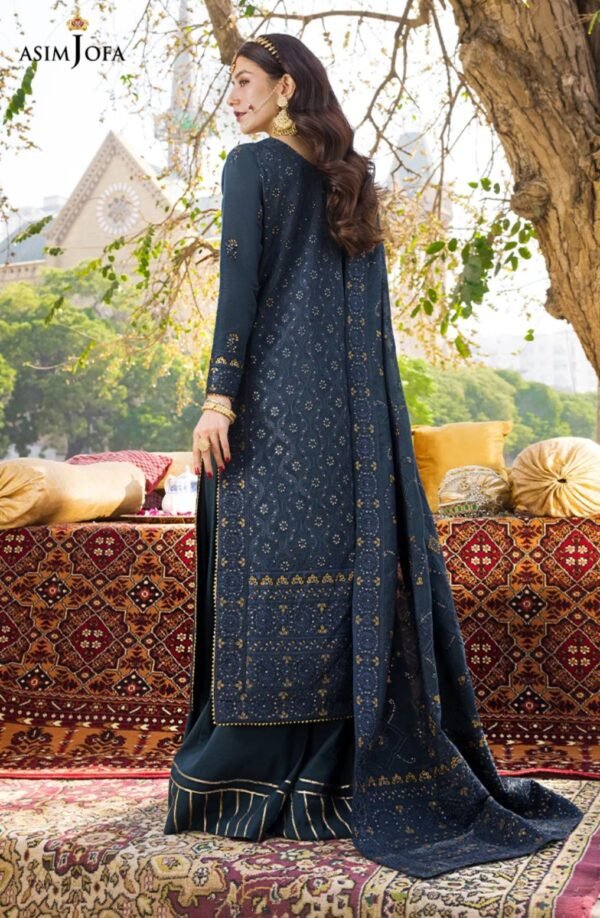 Asim Jofa 3PC Stitched Lucknowi Chikan kari AJMQ-10 - Image 4