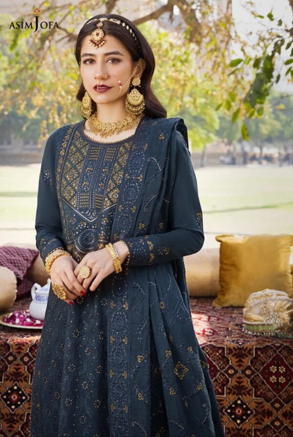 Asim Jofa 3PC Stitched Lucknowi Chikan kari AJMQ-10 - Image 2