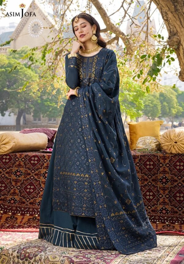 Asim Jofa 3PC Stitched Lucknowi Chikan kari AJMQ-10 - Image 3