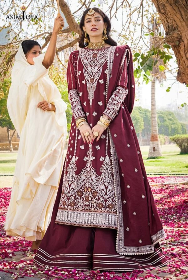 Asim Jofa 3PC Stitched Lucknowi Chikan kari AJMQ-12