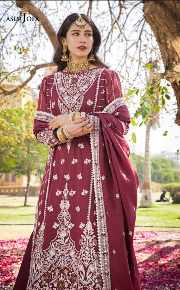 Asim Jofa 3PC Stitched Lucknowi Chikan kari AJMQ-12 - Image 3