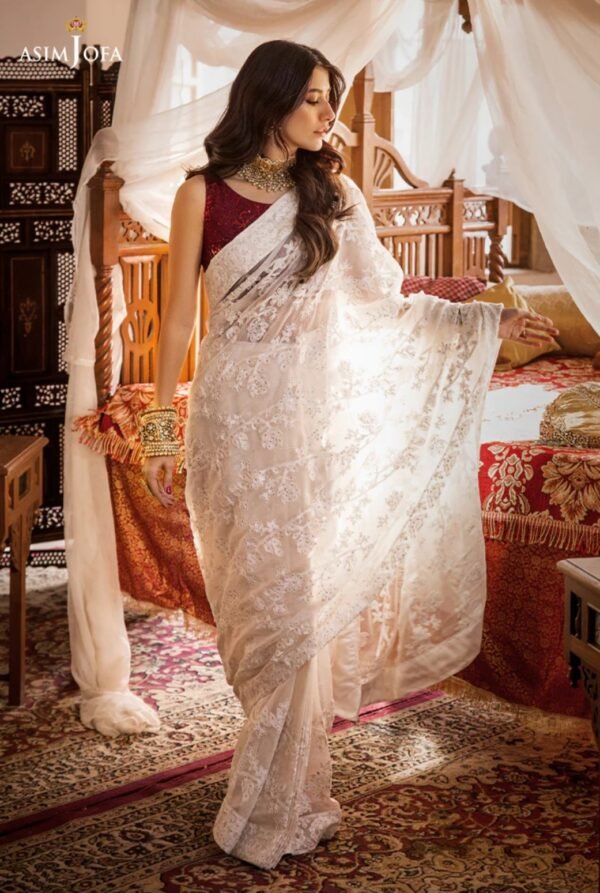 Asim Jofa Stitched Chikan Kari Sari AJMQ-05