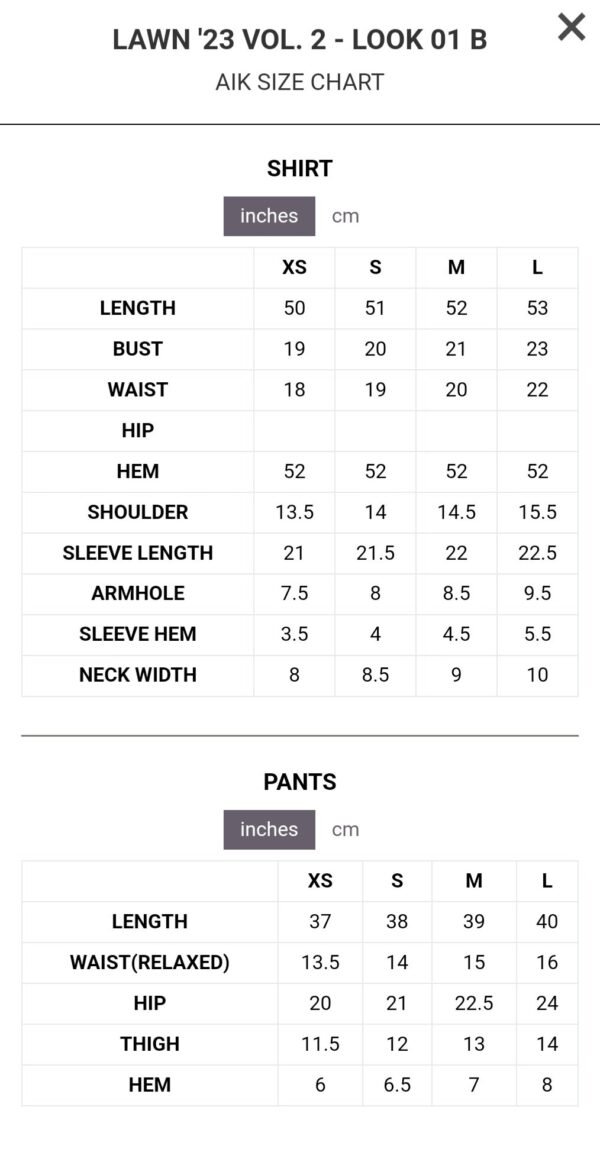 Aik 3PC Stitched LAWN '23 VOL. 2 - LOOK 01 B - Image 4