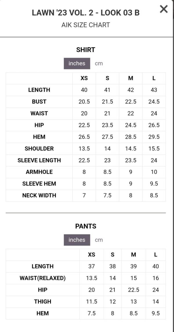 Aik 3PC Stitched LAWN '23 VOL. 2 - LOOK 03 A/B - Image 7