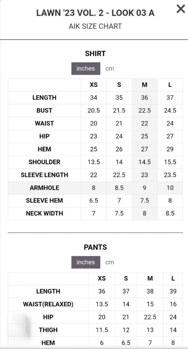 Aik 3PC Stitched LAWN '23 VOL. 2 - LOOK 03 A/B - Image 4