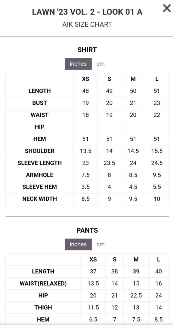 Aik 3PC Stitched LAWN '23 VOL. 2 - LOOK 01 A - Image 4