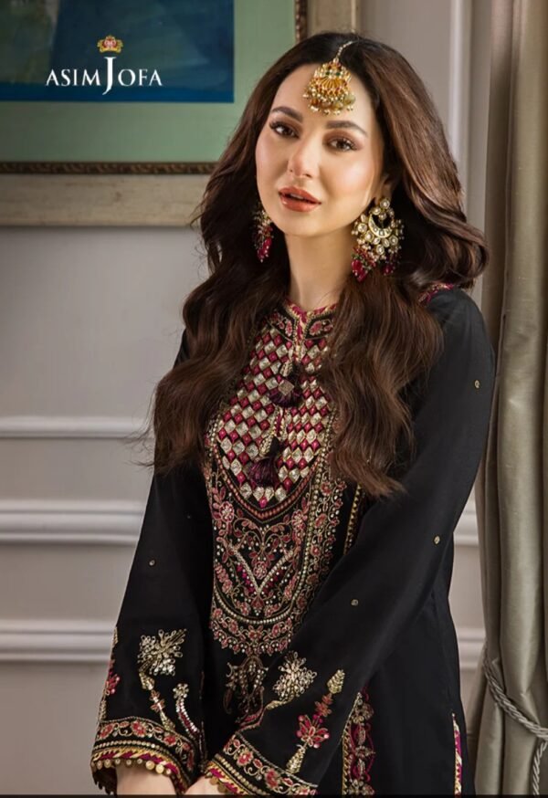 Asim Jofa 1PC Stitched Zari Sitara Shirt AJZS-25 - Image 2