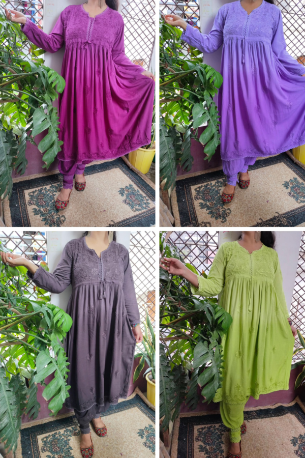 Lucknow Chicken Kari Long kurti gown