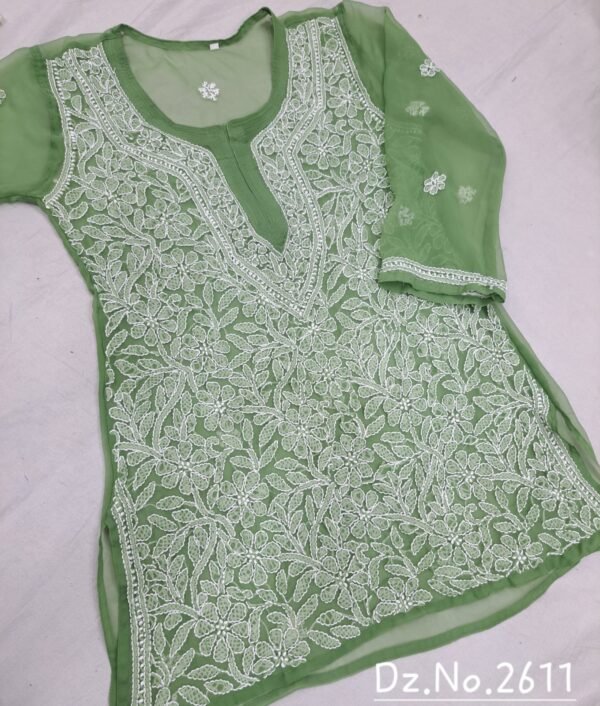 Indian Lucknow Chicken Kari Straight Short Kurti - Image 6