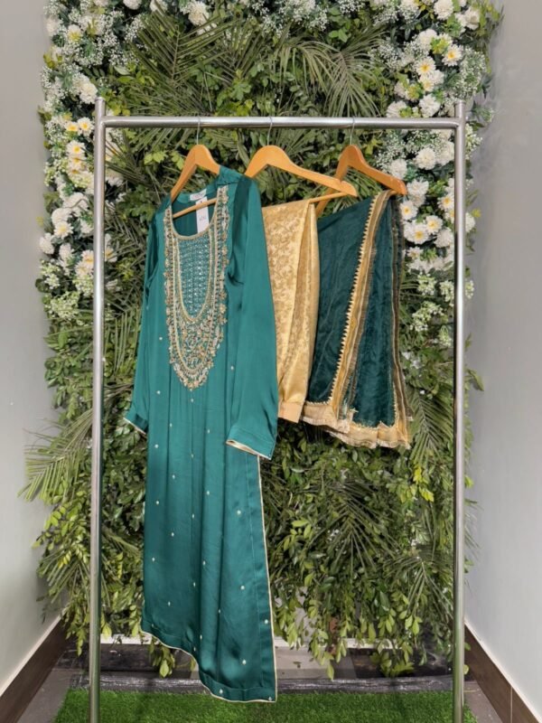 Azal Stitched Festive Emerald Green - Image 2