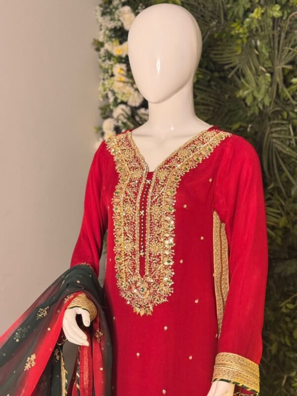 Azal Stitched Festive Ruby Red - Image 6