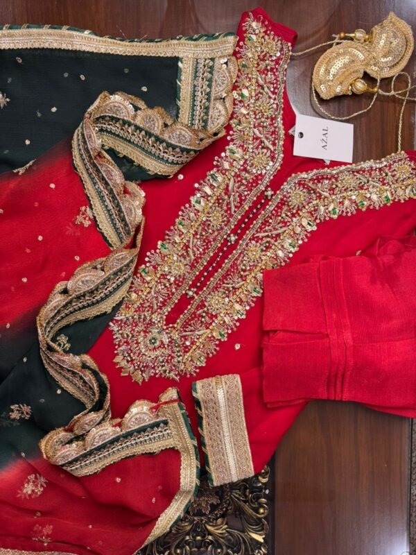 Azal Stitched Festive Ruby Red - Image 3