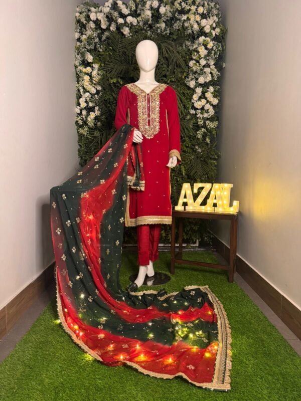 Azal Stitched Festive Ruby Red